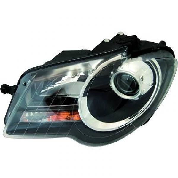 Koplamp links TOURAN 07-10 BOSCH H7+H7/ZWART