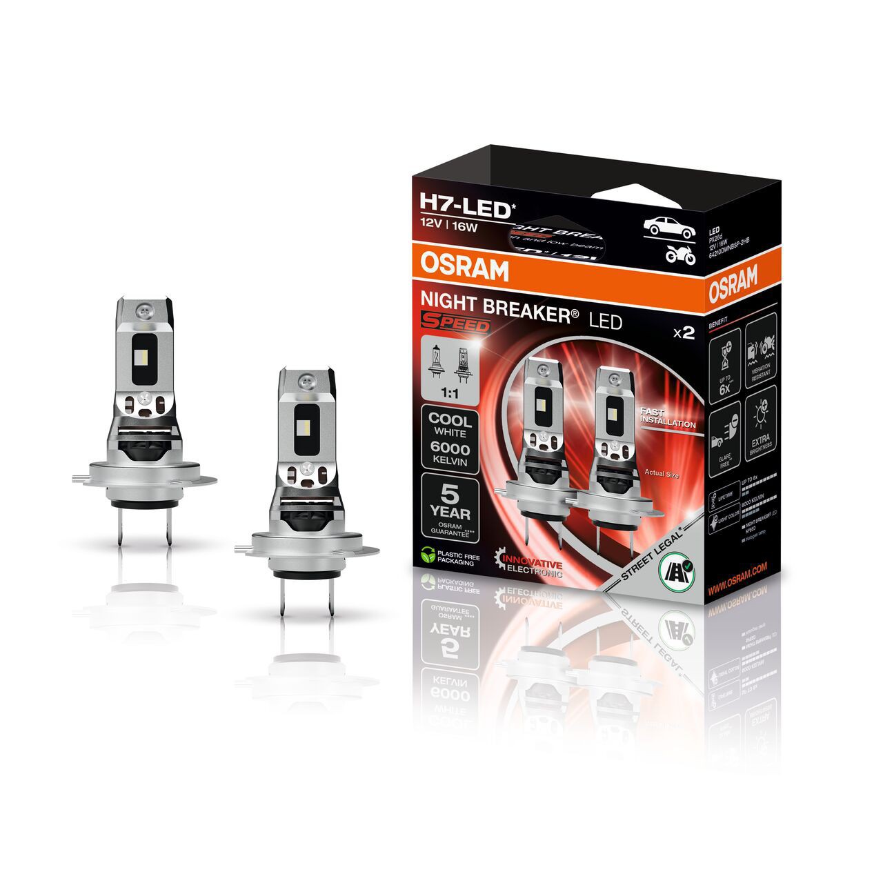 OSRAM LED SPEED Night Breaker H7 12V 6000K White 2St.