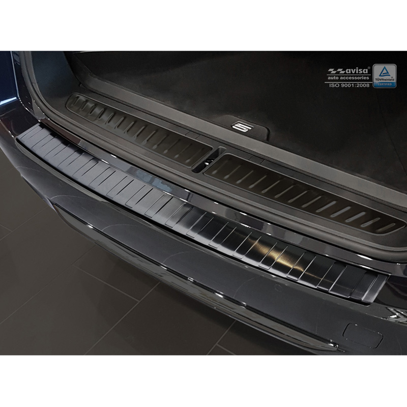 Zwart RVS Achterbumperprotector  BMW 5-Serie G31 Touring 2017-2020 excl. M-Sport 'Ribs'