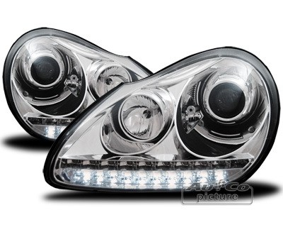 Koplampen Porsche Cayenne Xenon LED DRL Chroom