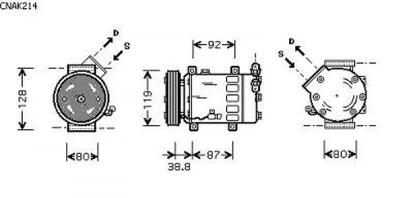 Compressor NEMO/BIPPER 07->> 119mm 1.4I-8V HANDGESCHAKELT PV6