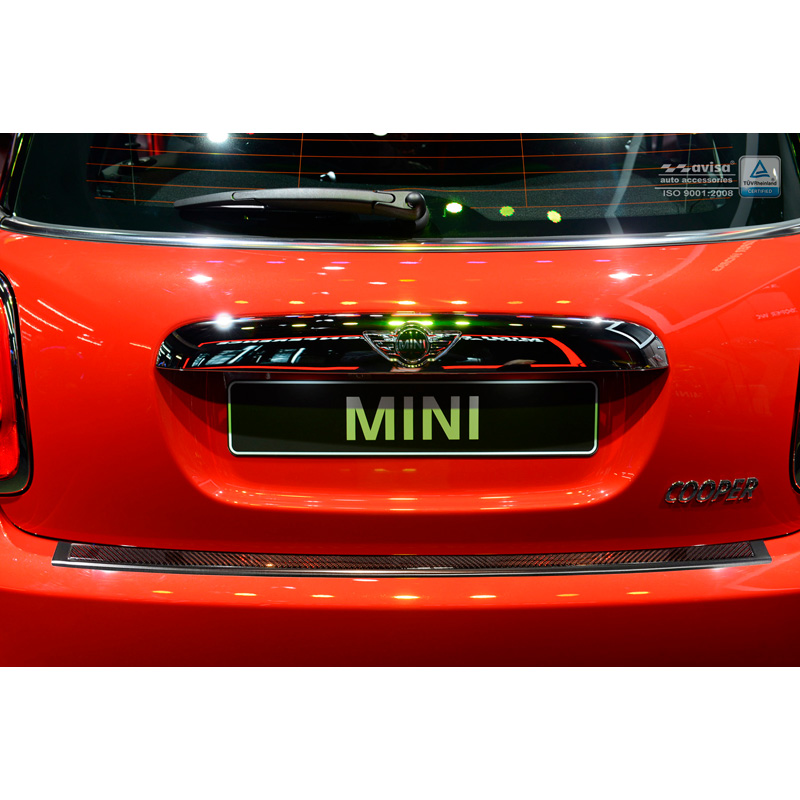 RVS Achterbumperprotector 'Deluxe'  Mini One/Cooper F56 3-deurs 3/2014- Zwart/Rood-Zwart Carbon