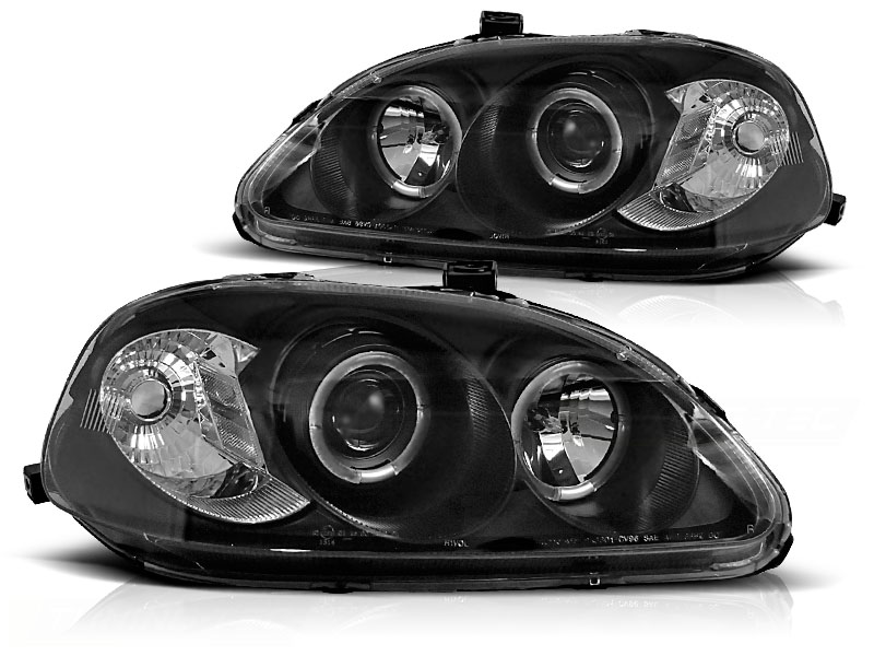 Koplampen Honda Civic 95-99 Angel Eyes Zwart