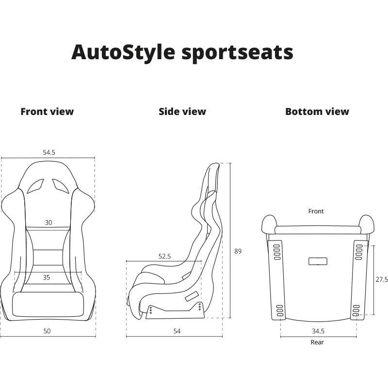 Sportstoel 'K5' - Zwart/Grijs - Vaste rugleuning - incl. sledes