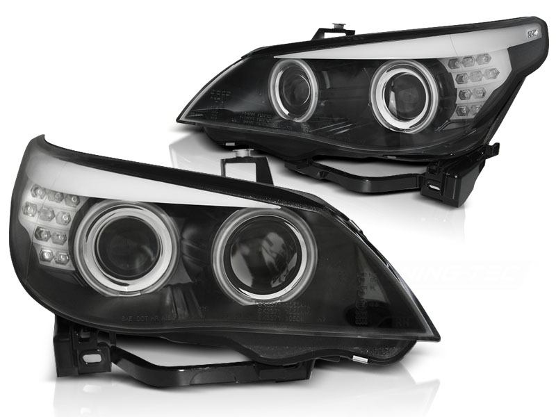Koplampen BMW E60 Zwart 04 -07 CCFL F10 look