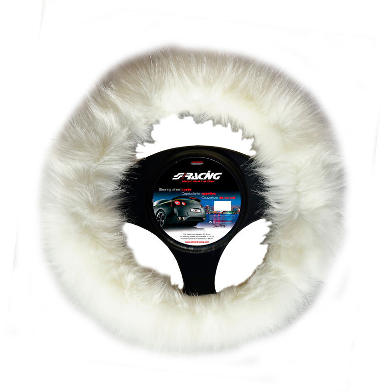 Simoni Racing Stuurwielhoes Fluffy Fur - Wit - 37-39cm