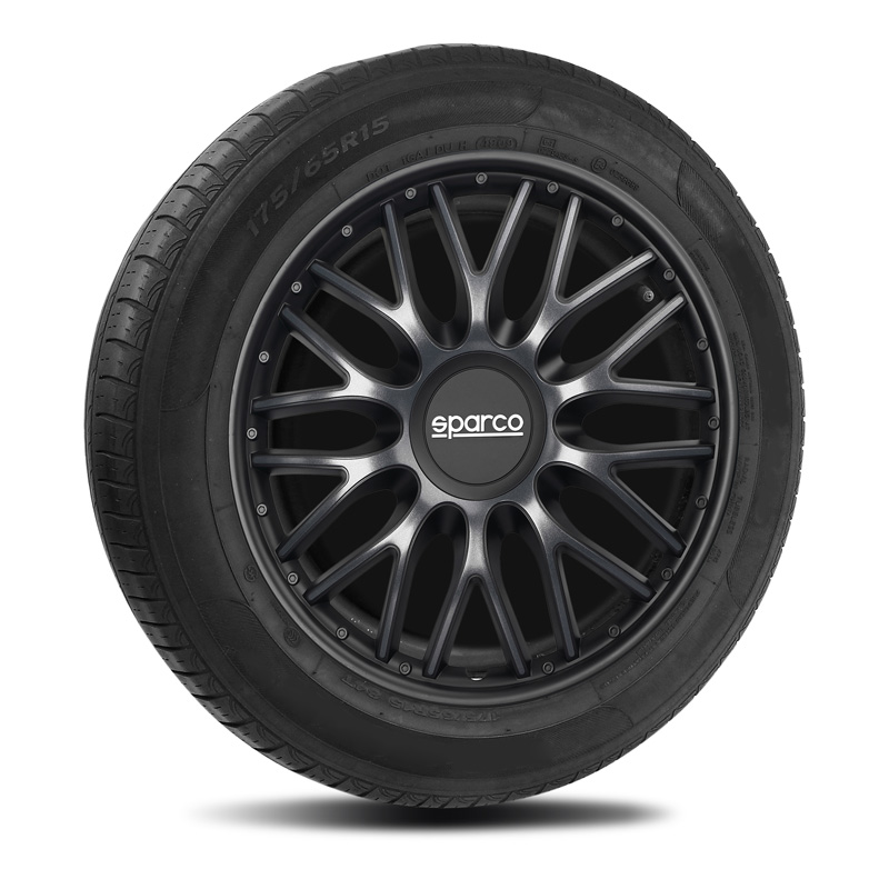 Sparco Wieldoppen Roma - 14-inch - Grijs/Zwart - Set van 4 stuks