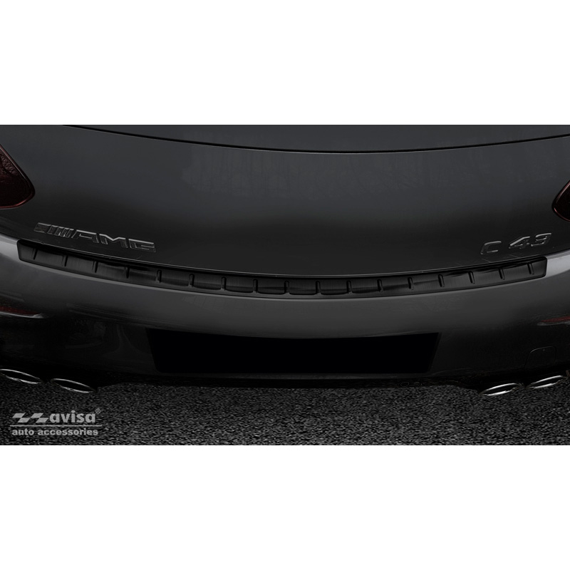 Zwart RVS Achterbumperprotector  Mercedes C-Klasse C205 Coupe AMG 2015-2021 'Ribs'