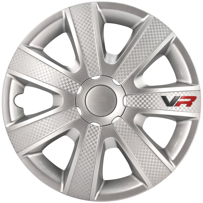 4-Delige Wieldoppenset VR 13-inch zilver/carbon-look/logo