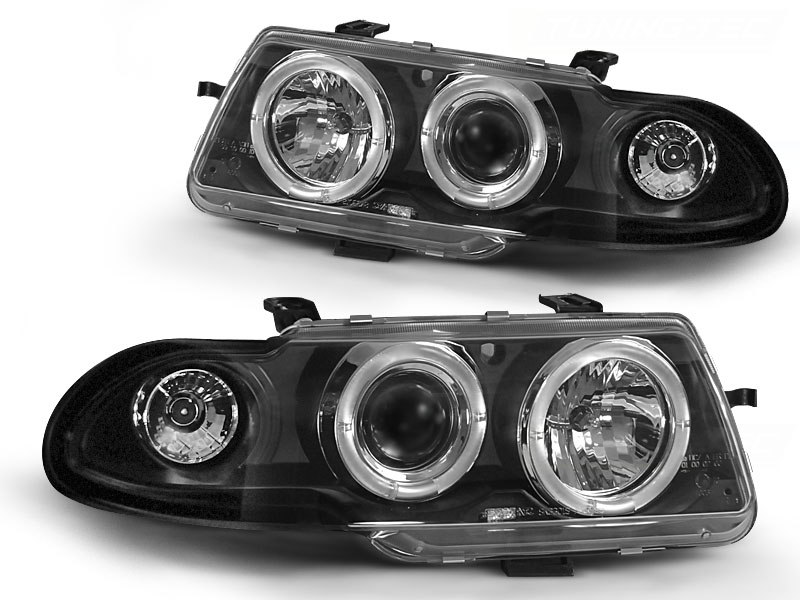 Koplampen Opel Astra F Angel Eyes 94-97 zwart