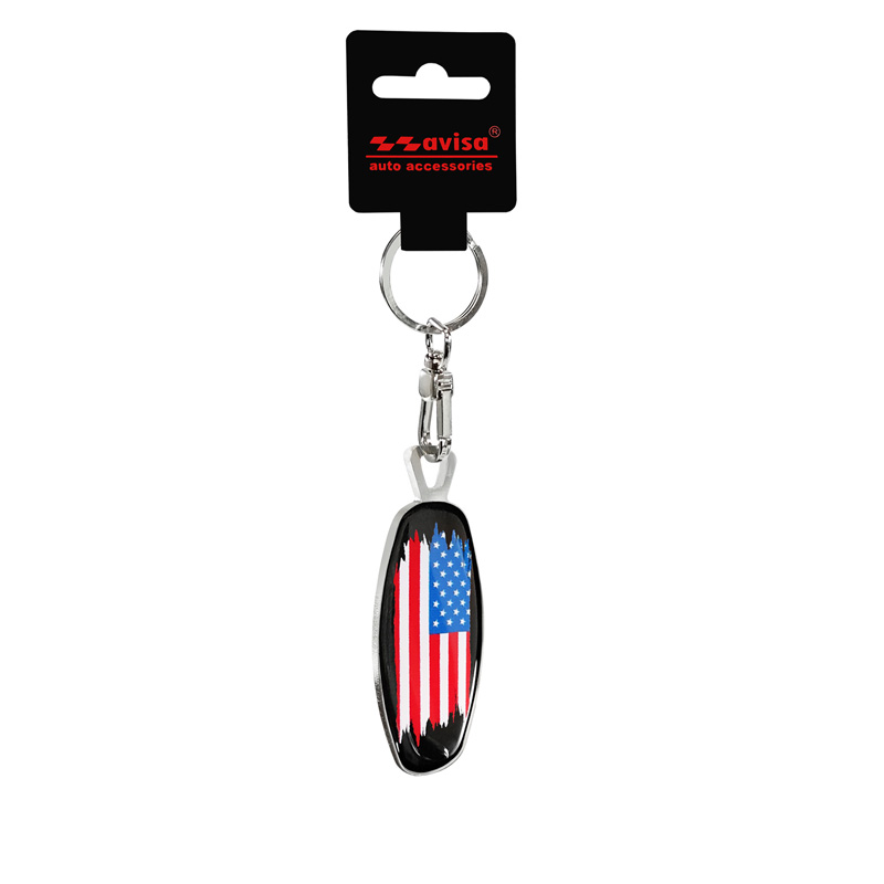 RVS sleutelhanger - Emblem/ Flag Star of David+USA