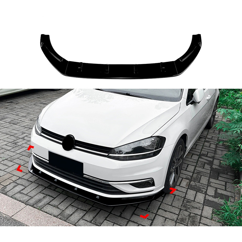 Voorspoilerlip  Volkswagen Golf VII (7.5) 2017-2019 excl. GTi/GTD/R/R-Line (Glanzend Zwart ABS)