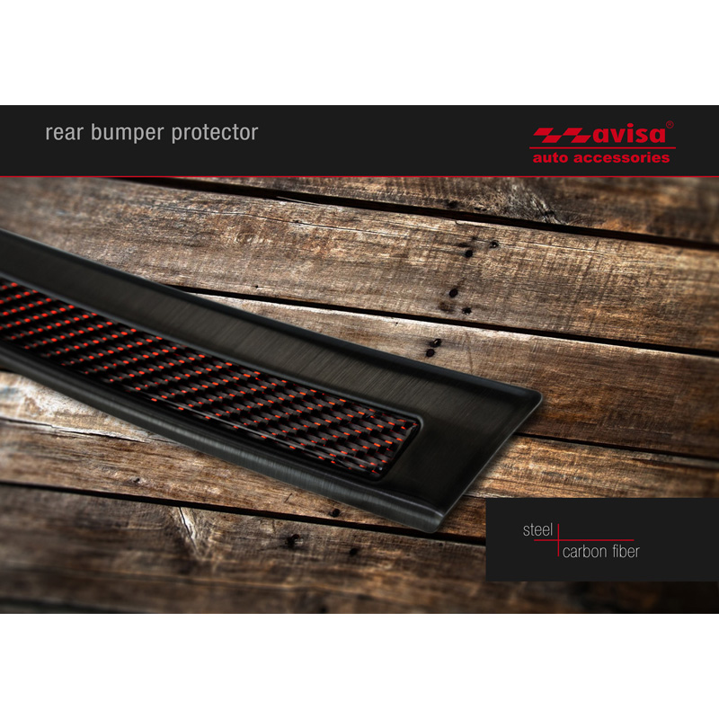 RVS Achterbumperprotector 'Deluxe'  Volvo XC90 2015-2019 & alle Facelift modellen Zwart/Rood-Zwart Carbon