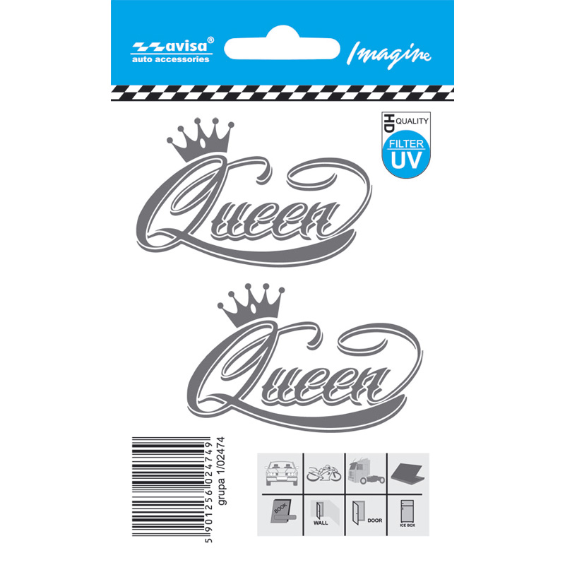 Auto Tattoo Sticker QUEEN 2-stuks - 6,3x4cm