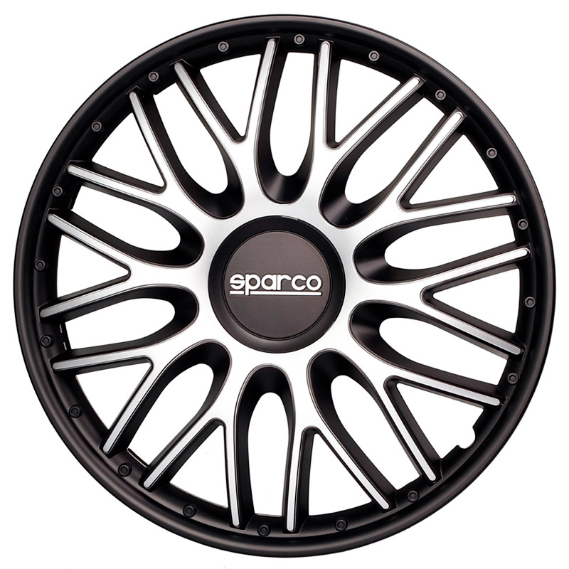 Sparco Wieldoppen Roma - 14-inch - Zilver/Zwart - Set van 4 stuks