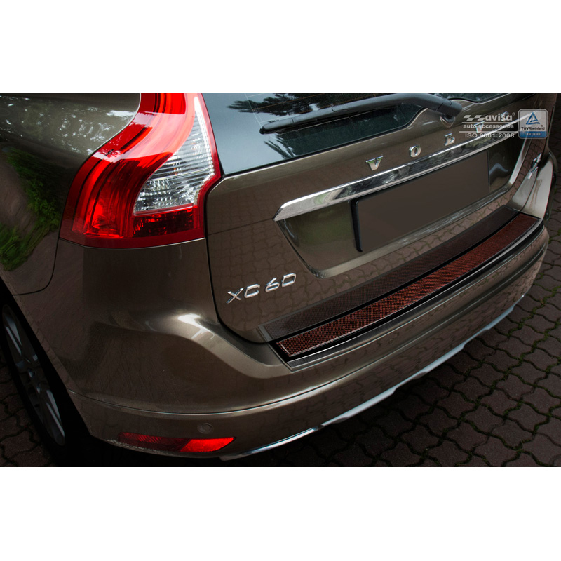 RVS Achterbumperprotector 'Deluxe'  Volvo XC60 2013-2016 Zwart/Rood-Zwart Carbon