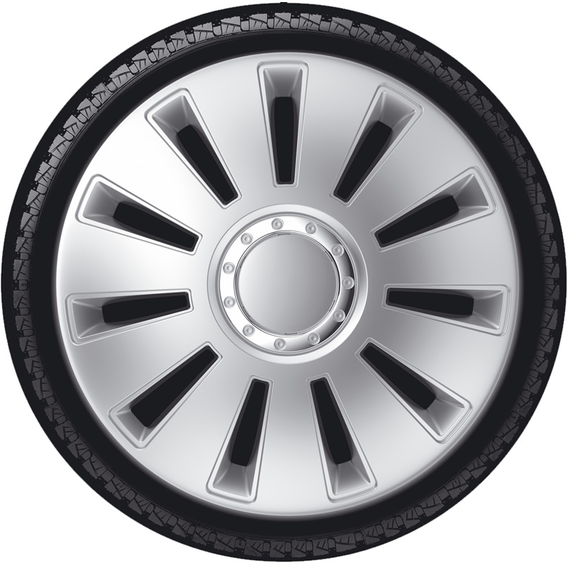 4-Delige Wieldoppenset Silverstone Pro 17-inch zilver + chroom ring