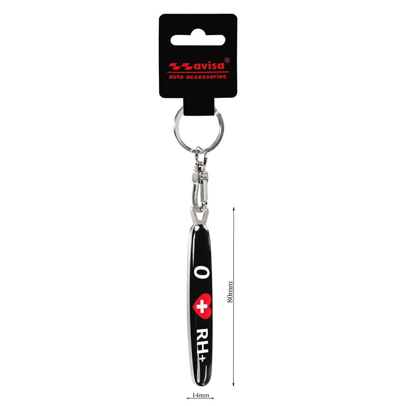 RVS sleutelhanger - 'Blood Type' 0 RH+