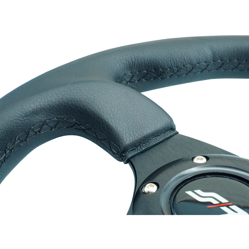 Simoni Racing Universeel Sportstuur 'Rolle' - Zwart Eco-Leder - Diameter 300mm