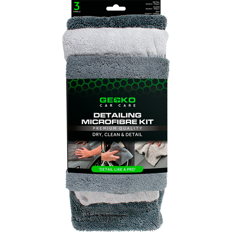 Gecko Microvezel Detailing Kit - 3 stuks