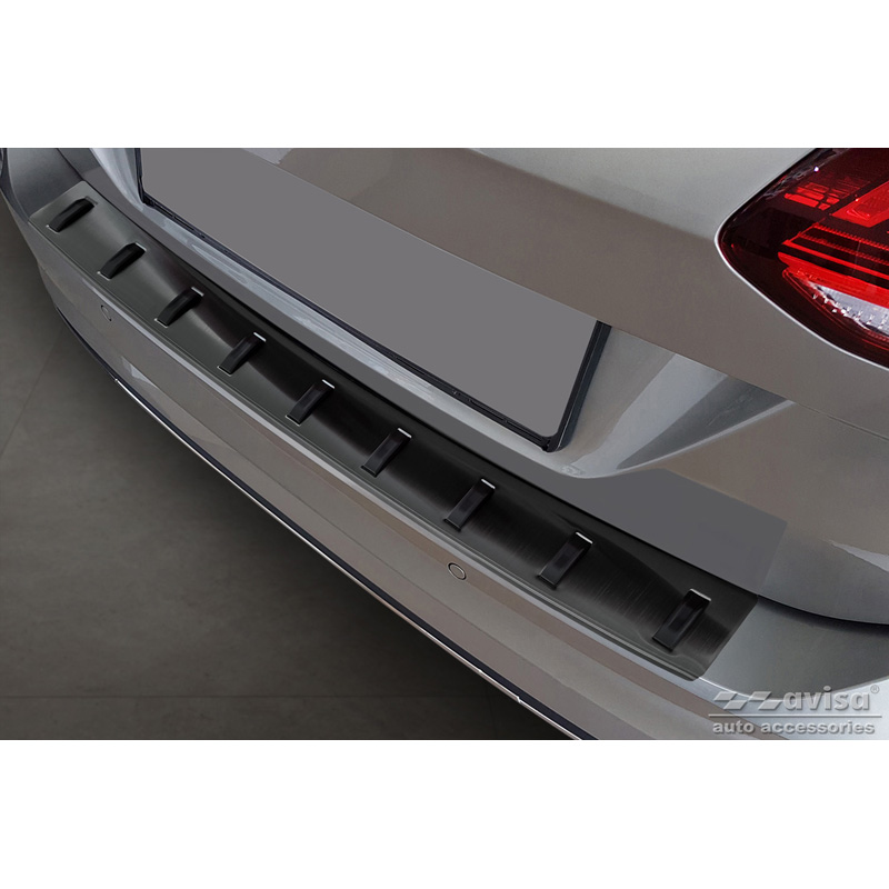 Zwart RVS Achterbumperprotector  Volkswagen Golf VII Variant Facelift 2017-2019 (incl. R-Line) 'STRONG EDITION'