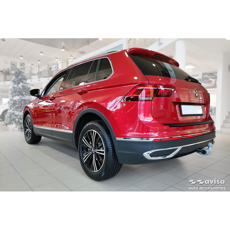 Matzwart RVS Achterbumperprotector  Volkswagen Tiguan II / Allspace incl. Facelift & R-Line 2016-2020 / 2020-2024 'Ribs'