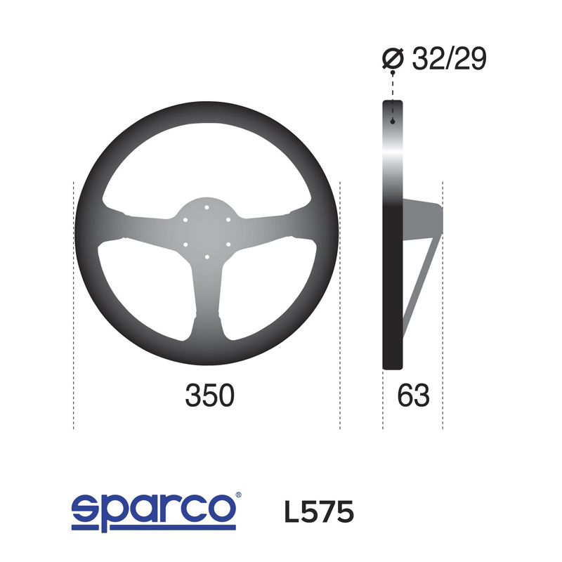 Sparco Universeel Sportstuur L 575 - Zwart Suède - Diameter 350mm