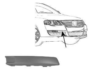 voorbumperlijst, in primer, rechts VW Passat, 2005-2010