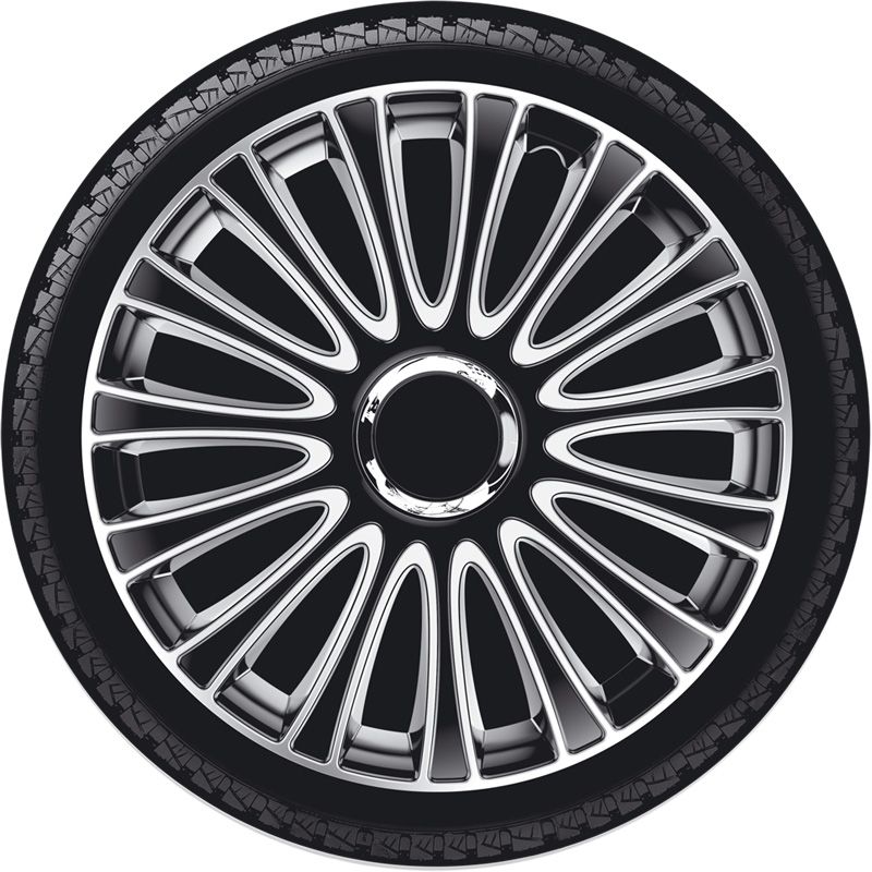 4-Delige Wieldoppenset LeMans 17-inch zwart/zilver