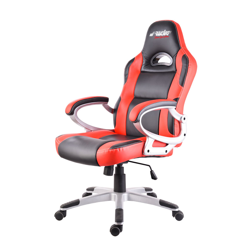 Simoni Racing Bureaustoel / Gamestoel - Zwart/Rood Eco-Leder - Verstelbaar