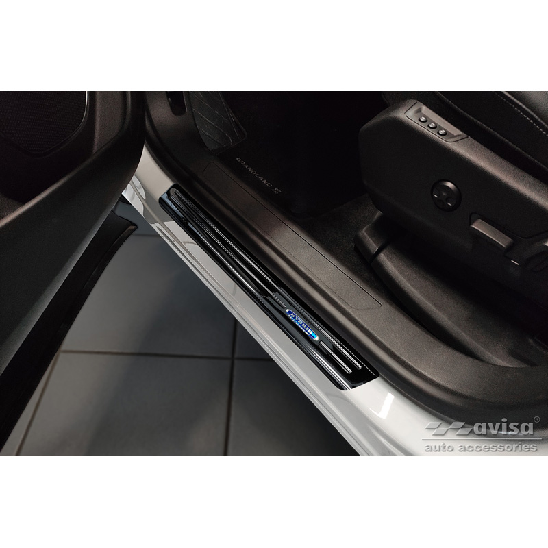 Zwart RVS Instaplijsten  Opel Grandland X 2017-2021 & Facelift 2021- 'Hybrid' - 4-delig
