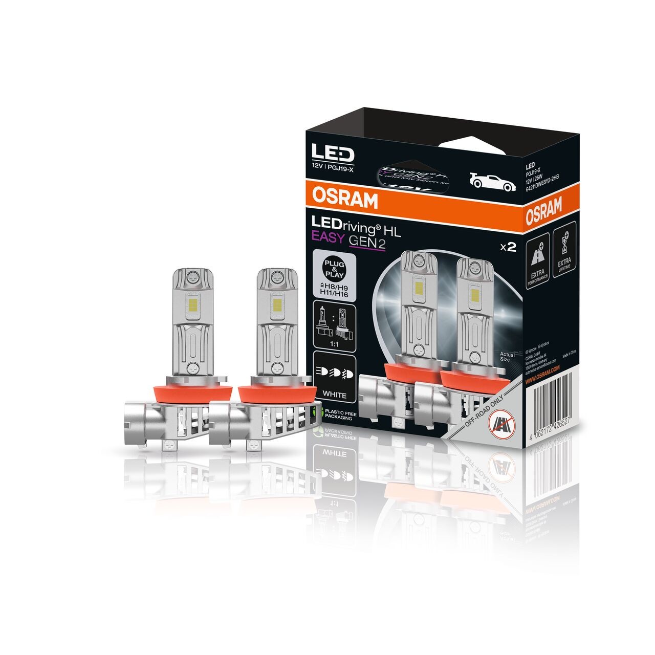 OSRAM LEDriving HL EASY Gen.2 H8 / H9 / H11 / H16 LED Lampen 12V 6500K