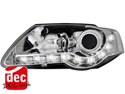 Koplampen VW Passat 3C 05-10 Devil Eyes DRL look chroom