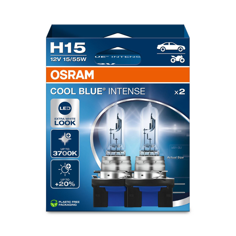 Osram Cool Blue Intense NextGen Halogeen lampen - H15 - 12V/55-15W - set à 2 stuks