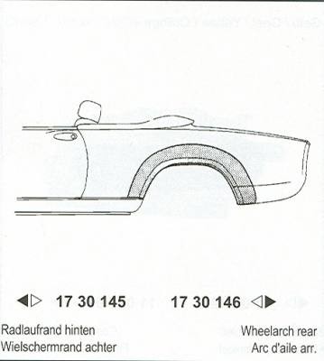 spatbordrand, rechts Fiat Spider, 1966-1986