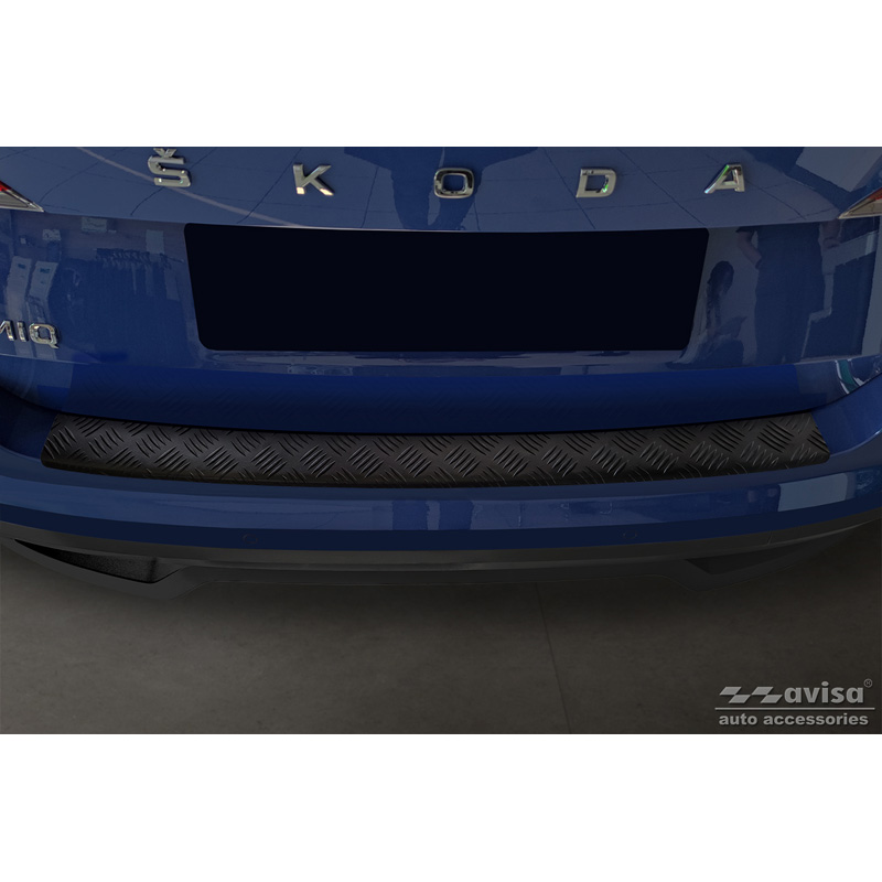 Matzwart Aluminium Achterbumperprotector  Skoda Kamiq 2019- 'Riffled Plate'