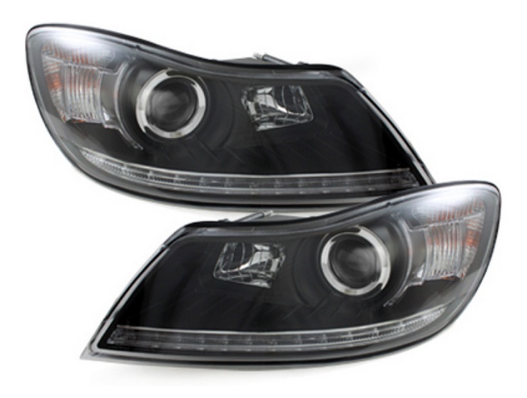 Koplampen Skoda Octavia 09-12 DRL look Devil Eyes zwart