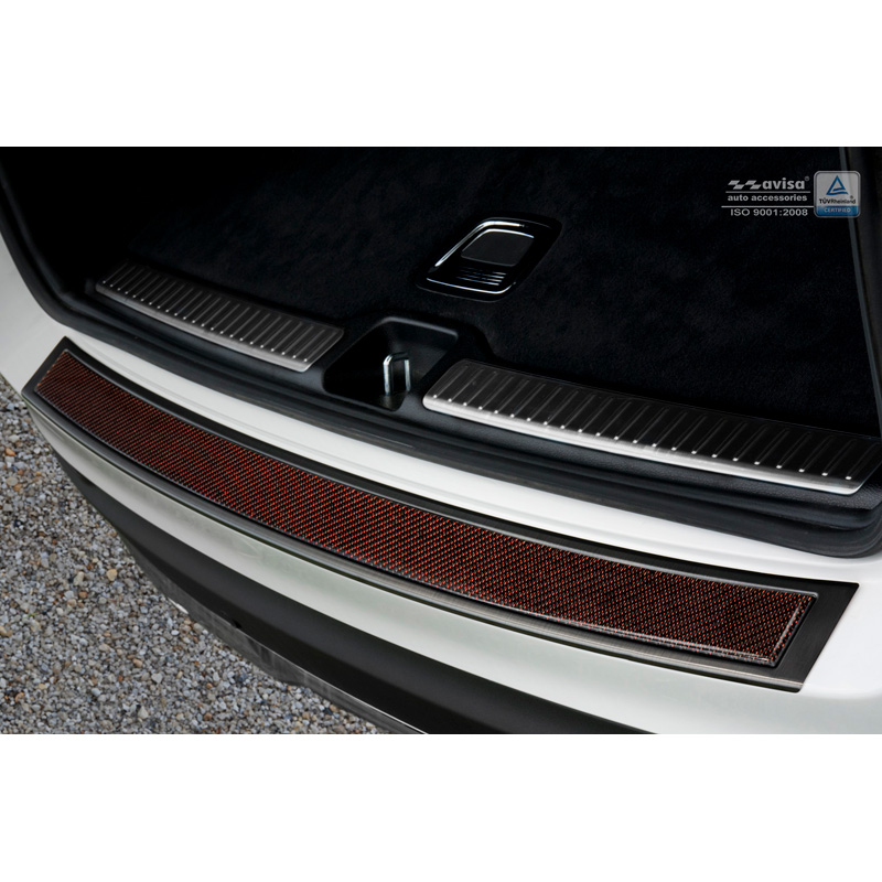 RVS Achterbumperprotector 'Deluxe'  Mercedes GLC 2015-2019 & FL 2019- Zwart/Rood-Zwart Carbon
