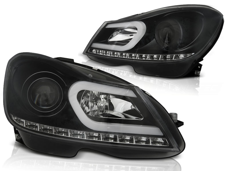 Koplampen Mercedes C-Klasse W204 2011- met Tube Zwart