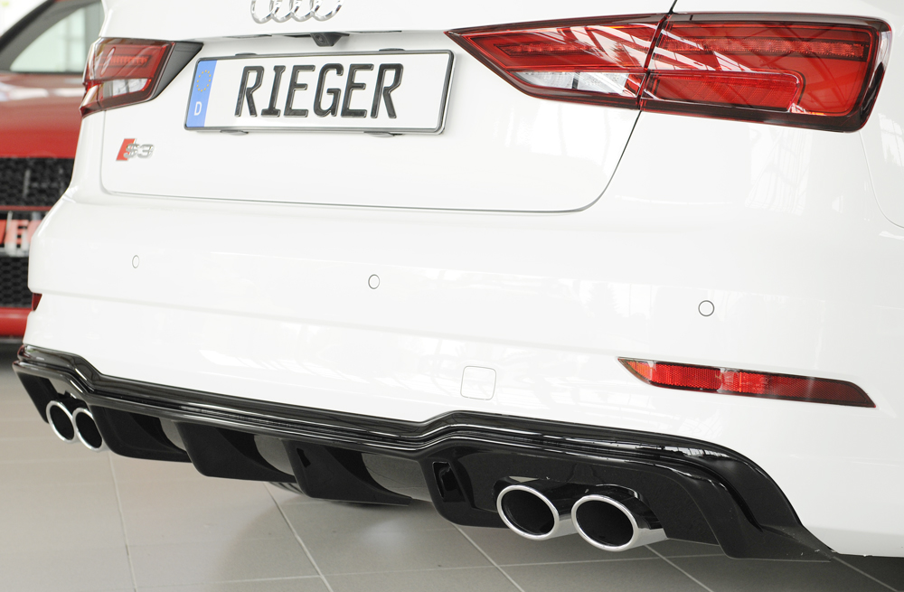Achteraanzet Audi A3 S-Line S3 Sedan 8V Facelift Glanzend zwart Rieger