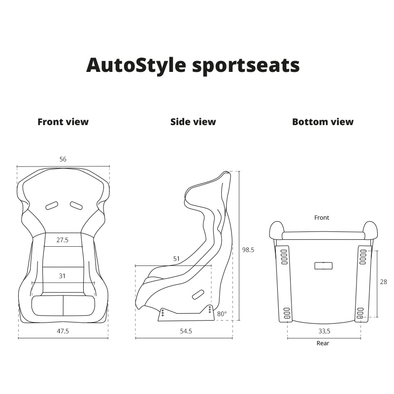Sportstoel 'FS' - Zwart Kunstleder - Vaste polyester rugleuning - incl. sledes