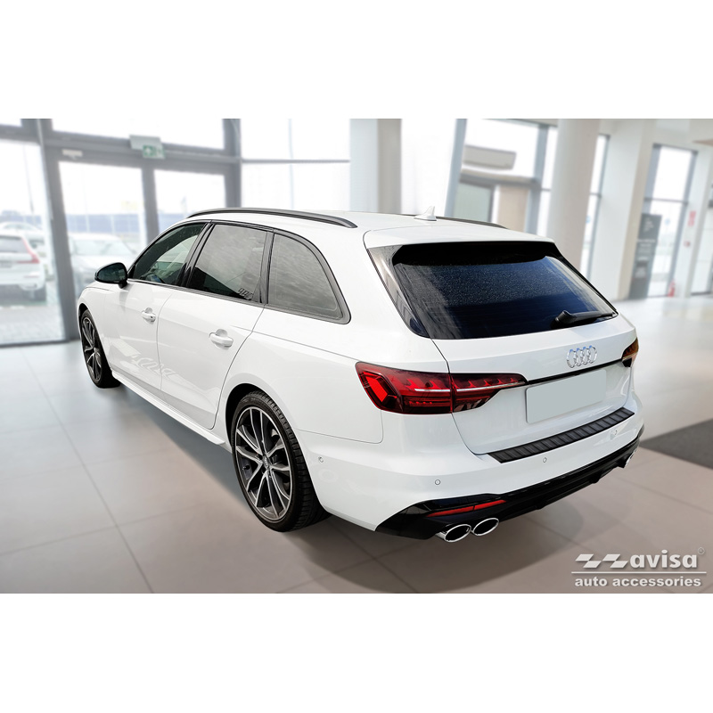 Matzwart RVS Achterbumperprotector  Audi A4 Avant S-Line 2015-2019 & Facelift 2019- 'Ribs'