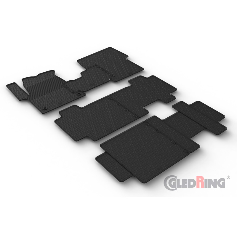 Rubbermatten  Citroën Spacetourer 2016- / Fiat Scudo 2022- / Opel Zafira Life 2019- / Peugeot Traveller 2016- / Toyota Proace Verso 2016- (2de zitrij) (G profiel 2-delig + montageclips)