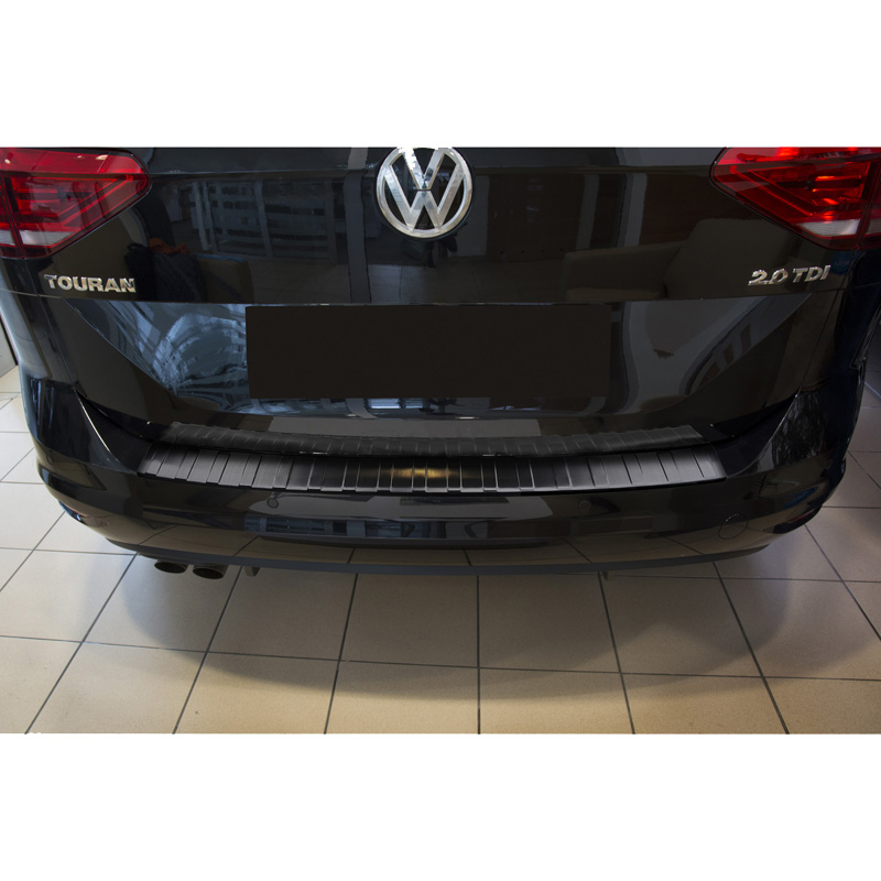 Zwart RVS Achterbumperprotector  Volkswagen Touran III 2015- incl. R-Line 'Ribs'