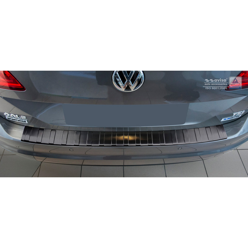 Zwart RVS Achterbumperprotector  Volkswagen Golf VII Sportsvan 2014- 'Ribs'