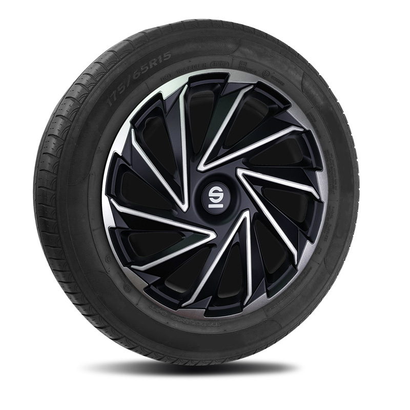 Sparco Wieldoppen Varese - 14-inch - Zilver/Zwart - Set van 4 stuks