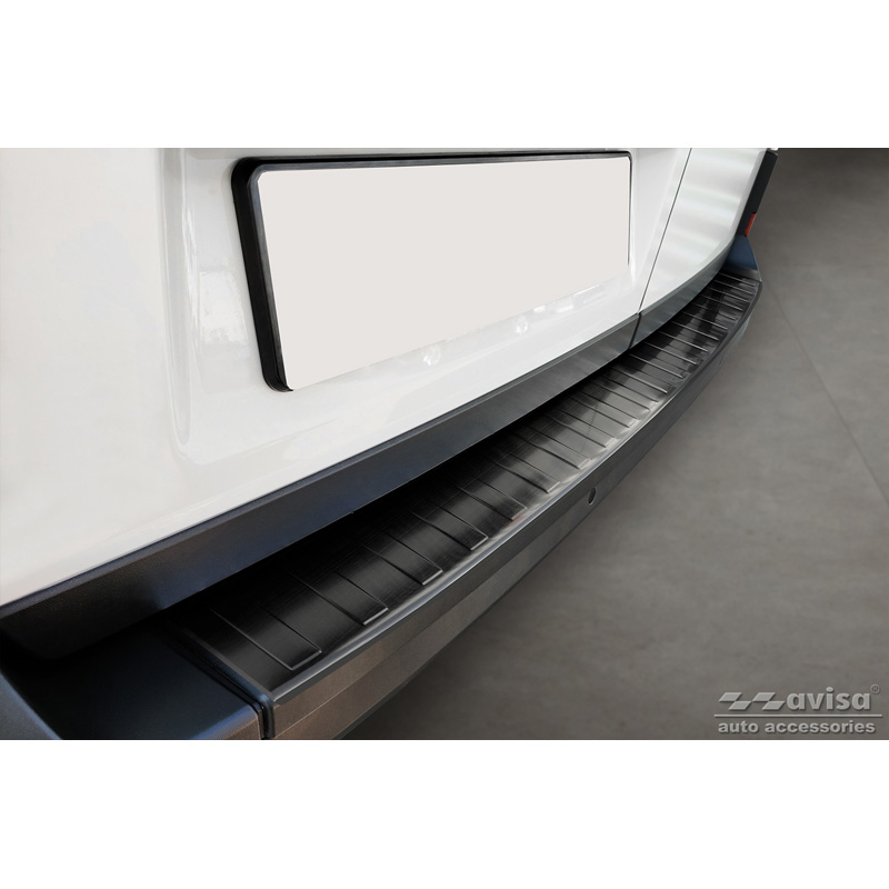 Zwart RVS Achterbumperprotector  Volkswagen Crafter & MAN TGE 2017- 'Ribs' ('XL'-version)