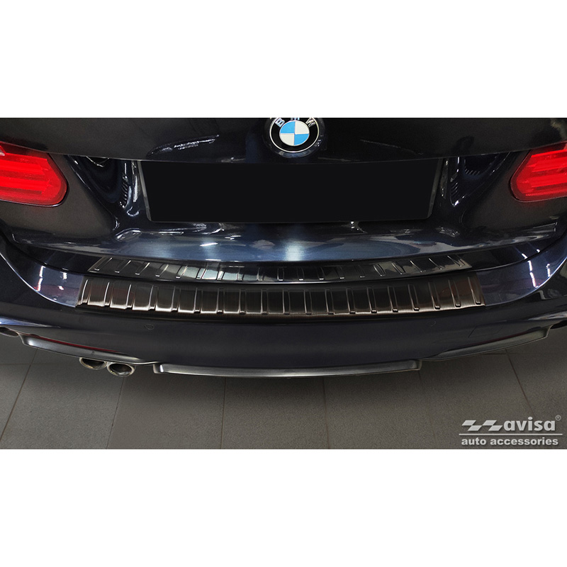 Zwart RVS Achterbumperprotector  BMW 3-Serie (F31) Touring 2012-2015 & FL 2015-2019 'Ribs'