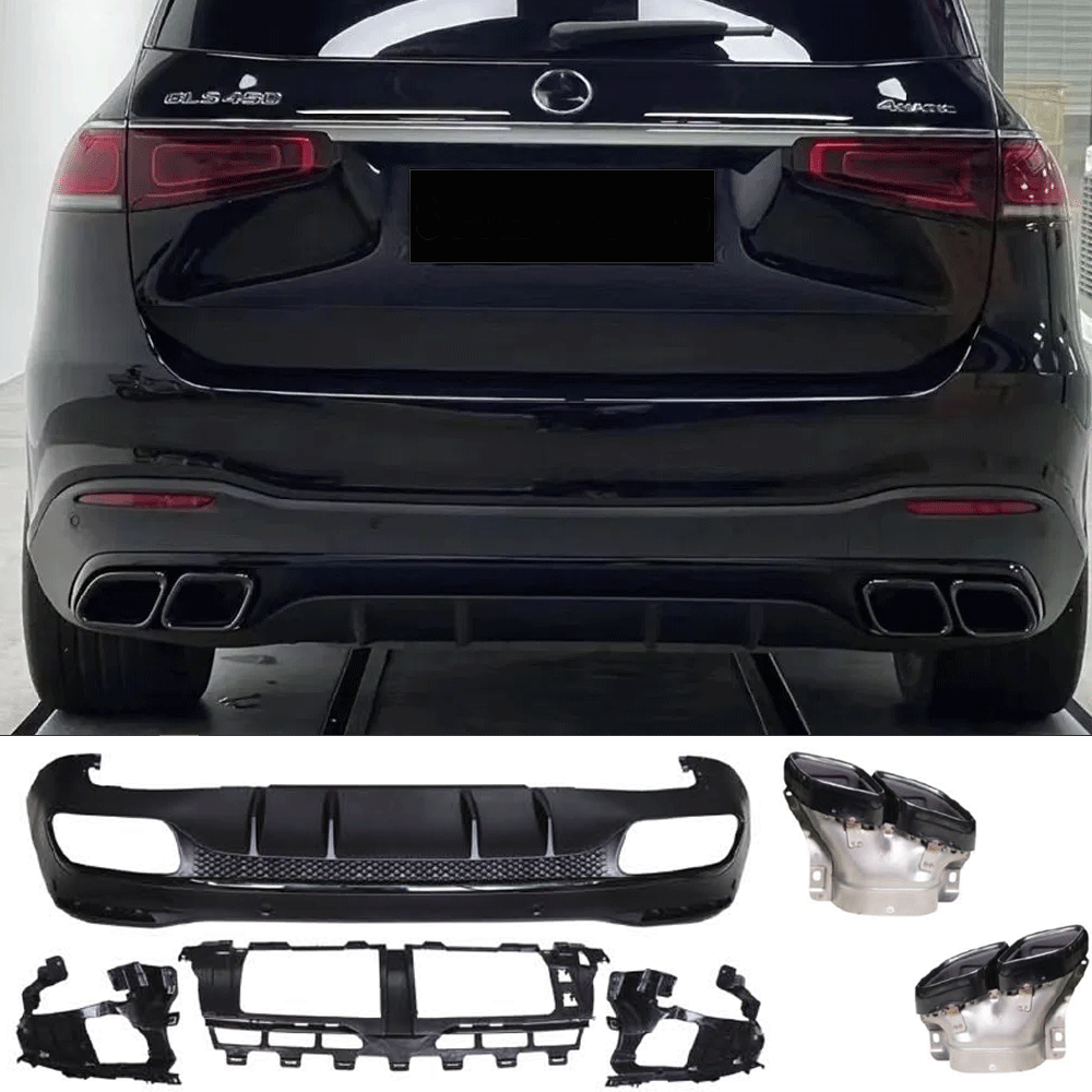 Diffuser Mercedes GLS X167 AMG Line 63 AMG Look Glans Zwart
