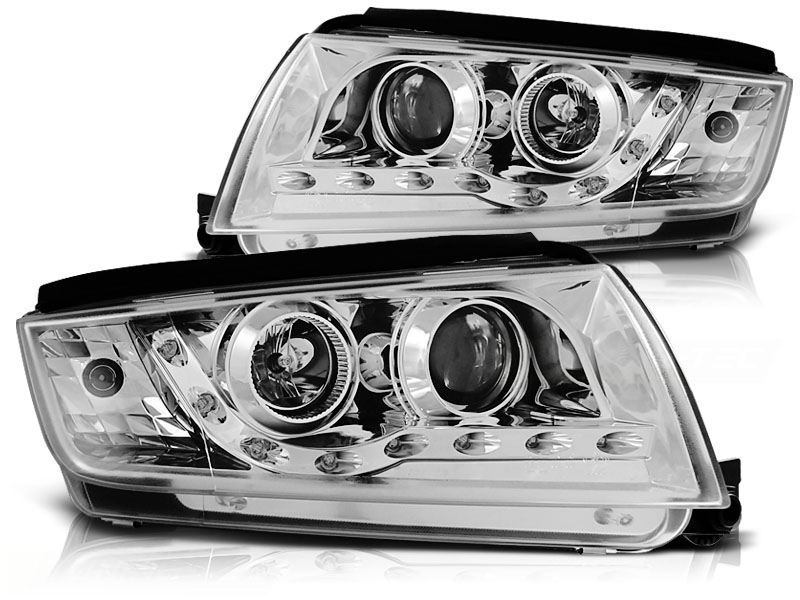 Koplampen Skoda Fabia 00-04 DRL look Devil Eyes chroom